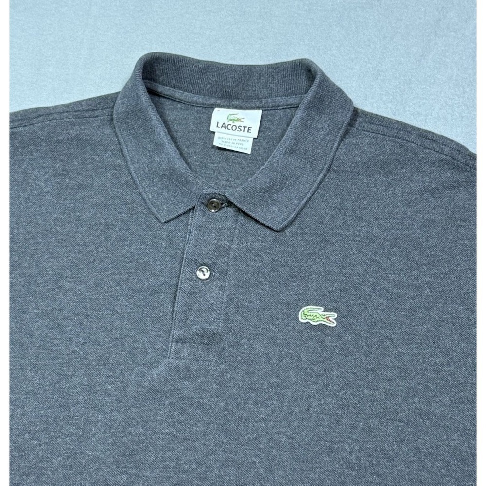 Lacoste Polo Shirt Mens 8 XXL Gray Pique Stretch Normcore Dadcore Modern